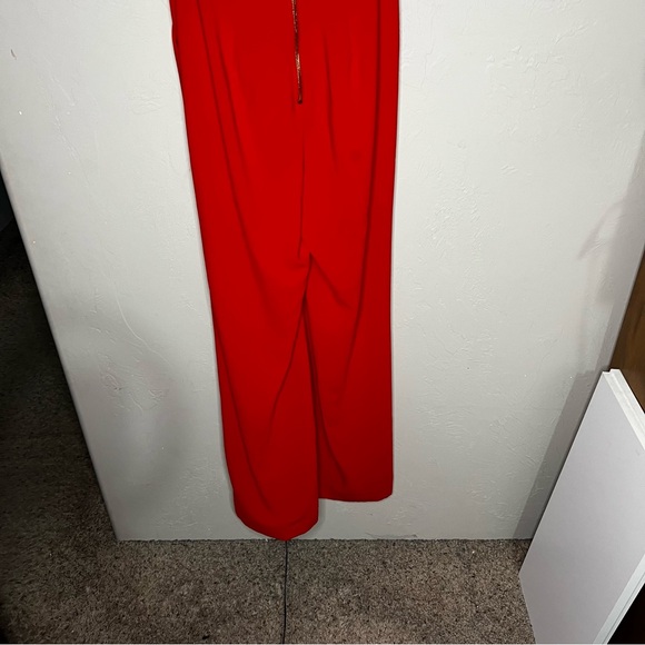 Bebe x Naven‎ Elegant Red Strapless Sweetheart Front Slits Jumpsuit - Picture 7 of 9